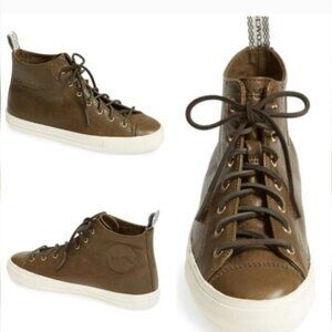 COACH | Brenna Soft Vintage Leather sneakers brown high top sz 10